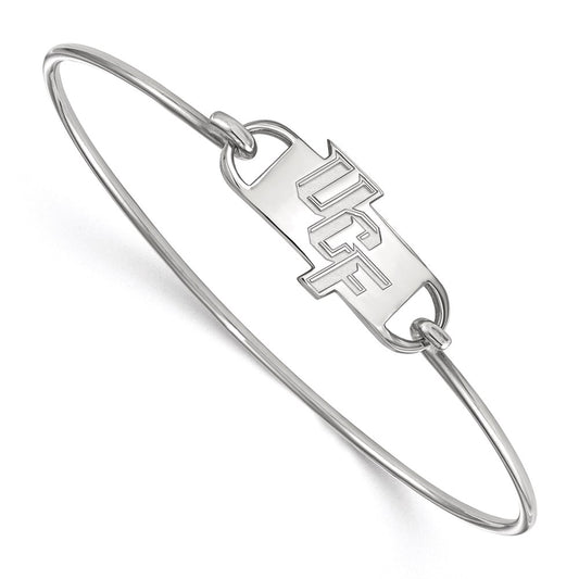 Sterling Silver Rhodium Plated Logoart University Of Central Florida U C F Small Center 7 Inch Wire Bangle