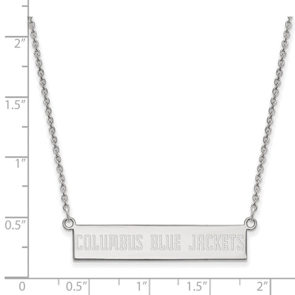 Sterling Silver Rhodium Plated Nhl Logoart Columbus Blue Jackets Small Bar 18 Inch Necklace