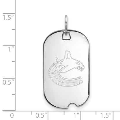 Sterling Silver Rhodium Plated Nhl Logoart Vancouver Canucks Small Dog Tag Pendant