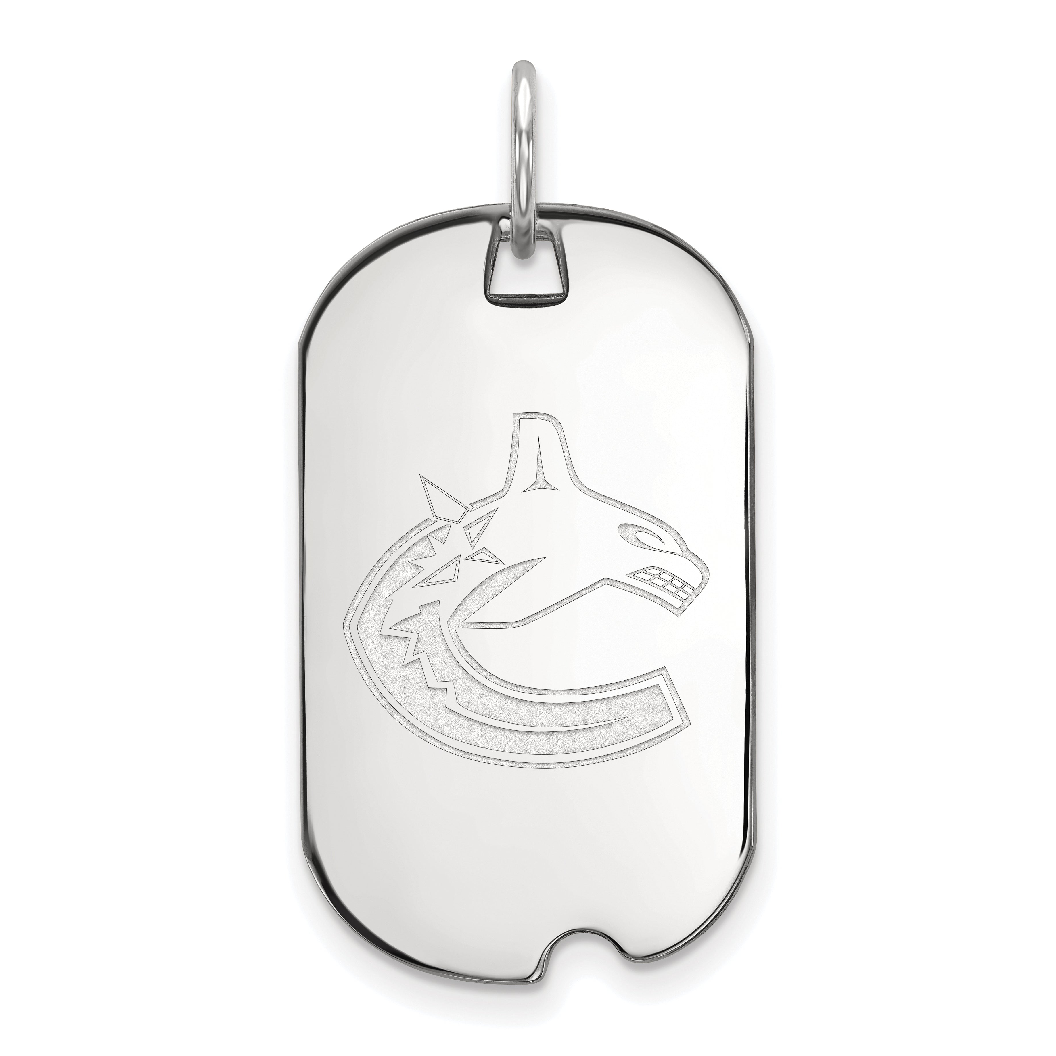 Sterling Silver Rhodium Plated Nhl Logoart Vancouver Canucks Small Dog Tag Pendant