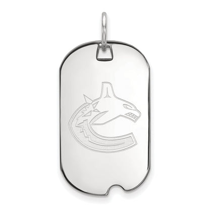Sterling Silver Rhodium Plated Nhl Logoart Vancouver Canucks Small Dog Tag Pendant