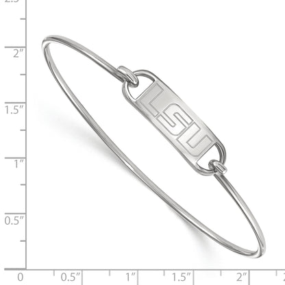 Sterling Silver Rhodium Plated Logoart Louisiana State University L S U Small Center 7 Inch Wire Bangle