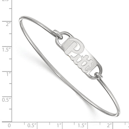 Sterling Silver Rhodium Plated Logoart University Of Pittsburgh Small Center 7 Inch Wire Bangle