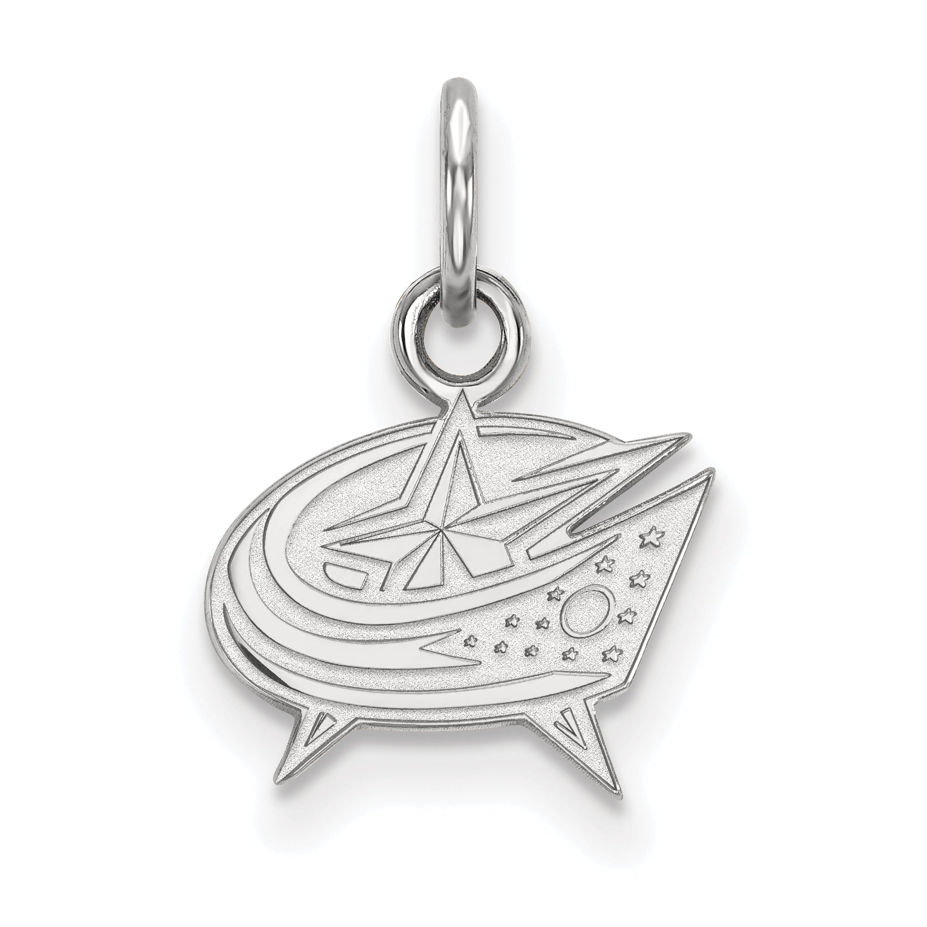 Sterling Silver Rhodium Plated Nhl Logoart Columbus Blue Jackets Extra Small Pendant