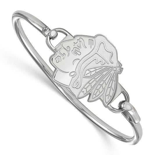 Sterling Silver Rh Plated Nhl Logoart Chicago Blackhawks Bangle