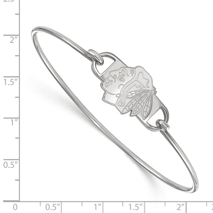 Sterling Silver Rhodium Plated Nhl Logoart Chicago Blackhawks Small Center 7 Inch Wire Bangle