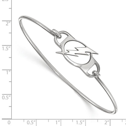 Sterling Silver Rhodium Plated Nhl Logoart Tampa Bay Lightning Small Center 7 Inch Wire Bangle