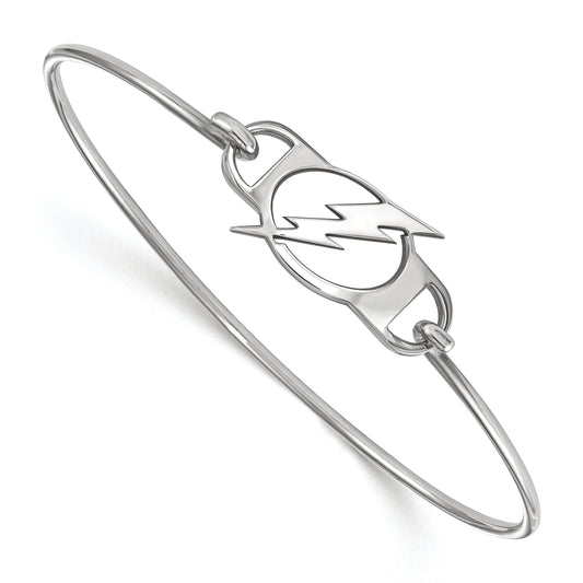 Sterling Silver Rhodium Plated Nhl Logoart Tampa Bay Lightning Small Center 7 Inch Wire Bangle