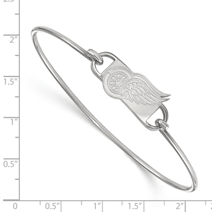 Sterling Silver Rhodium Plated Nhl Logoart Detroit Red Wings Small Center 7 Inch Wire Bangle