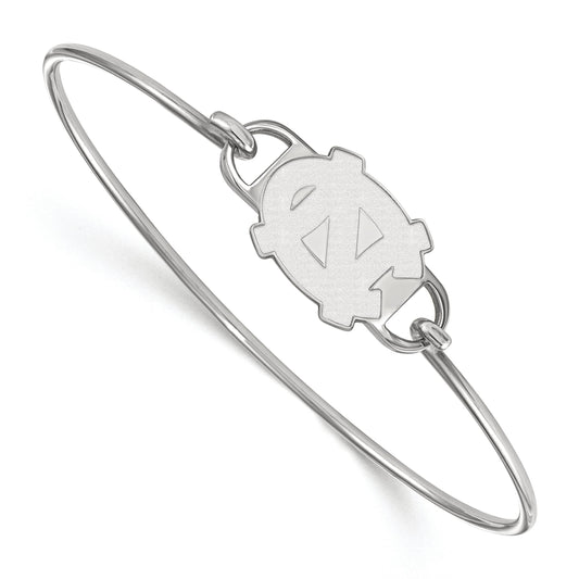 Sterling Silver Rhodium Plated Logoart University Of North Carolina N C Small Center 7 Inch Wire Bangle