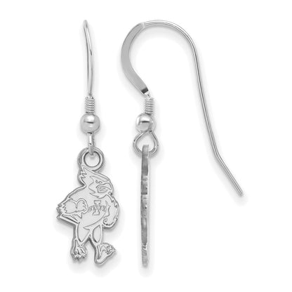 Sterling Silver Rhodium Plated Logoart Iowa State University Cardinal Small Dangle Wire Earrings
