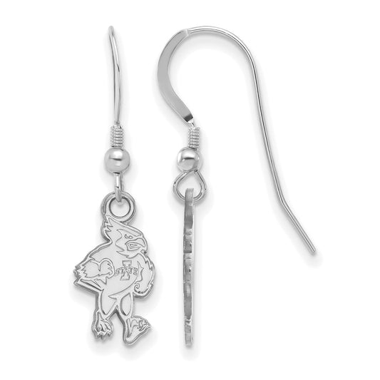Sterling Silver Rhodium Plated Logoart Iowa State University Cardinal Small Dangle Wire Earrings