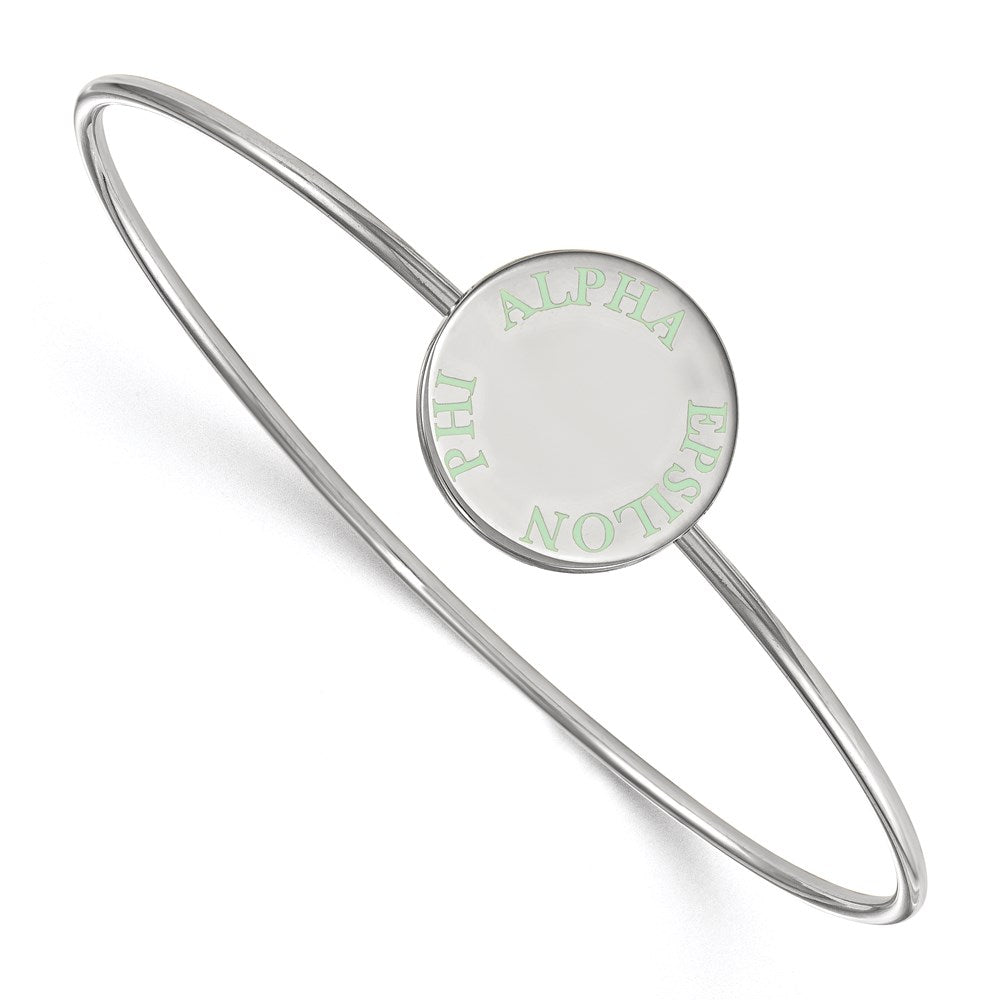 Sterling Silver S. Rh Plated Logoart Alpha Epsilon Phi Enameled Slip On Bangle