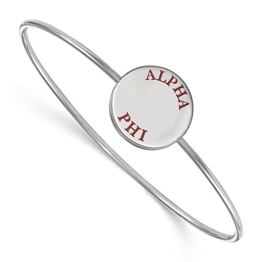 Sterling Silver Rh Plated Logoart Alpha Phi Enameled Slip On Bangle