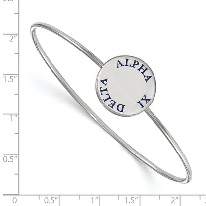 Sterling Silver Rh Plated Logoart Alpha Xi Delta Enameled Slip On Bangle