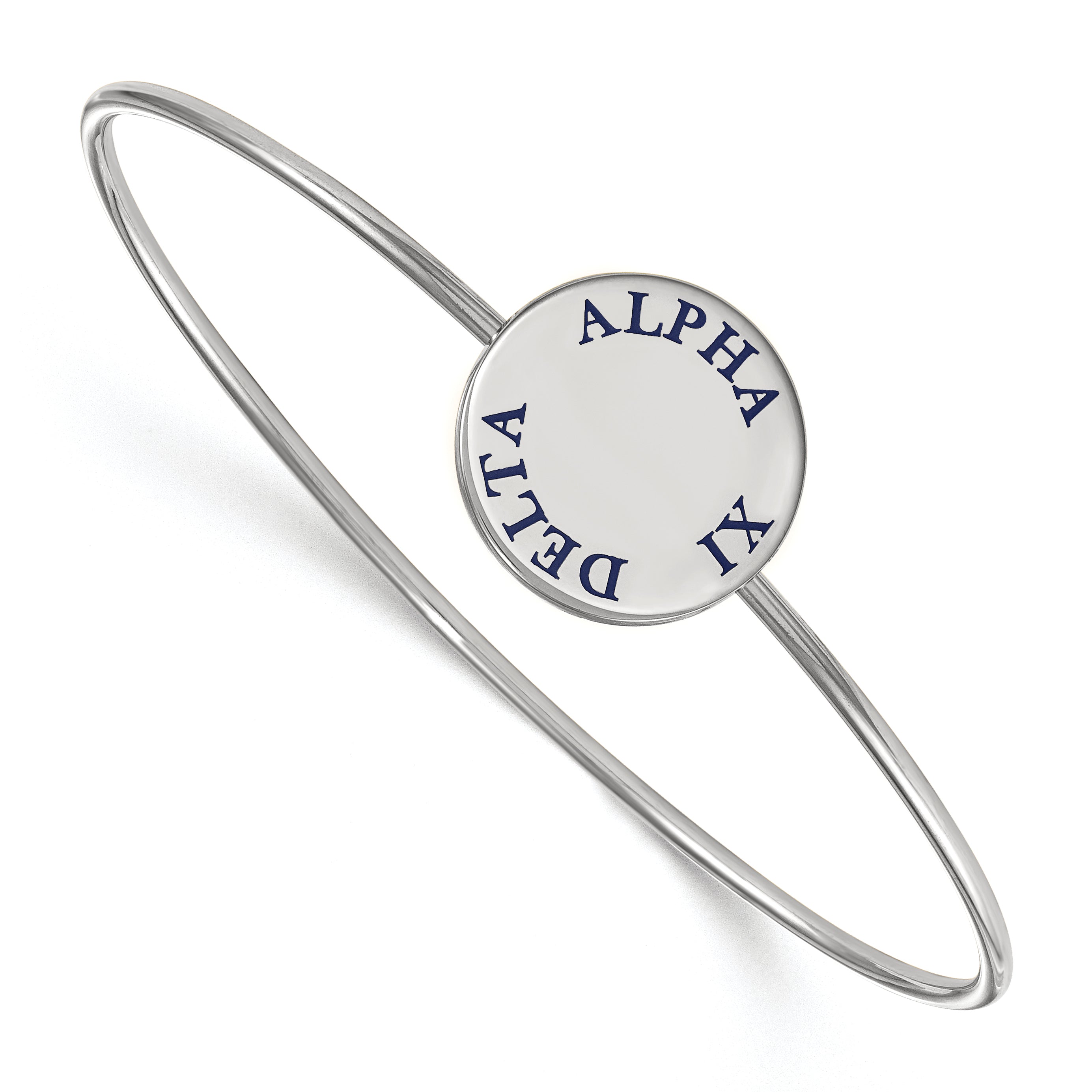 Sterling Silver Rh Plated Logoart Alpha Xi Delta Enameled Slip On Bangle