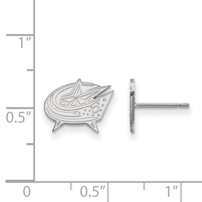 Sterling Silver Rhodium Plated Nhl Logoart Columbus Blue Jackets Extra Small Post Earrings