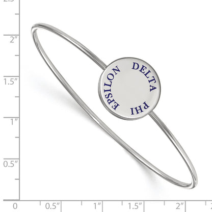 Sterling Silver S. Rh Plated Logoart Delta Phi Epsilon Enameled Slip On Bangle