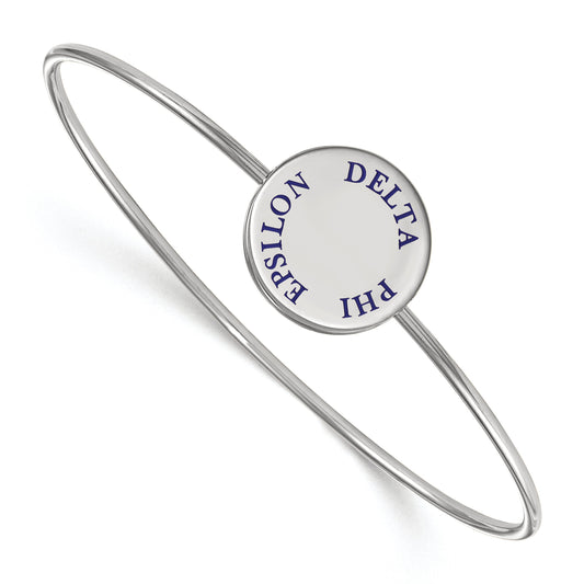 Sterling Silver S. Rh Plated Logoart Delta Phi Epsilon Enameled Slip On Bangle