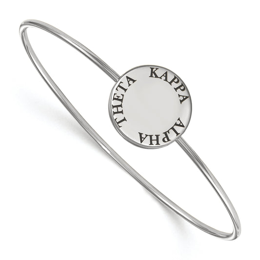 Sterling Silver S. Rh Plated Logoart Kappa Alpha Theta Enameled Slip On Bangle