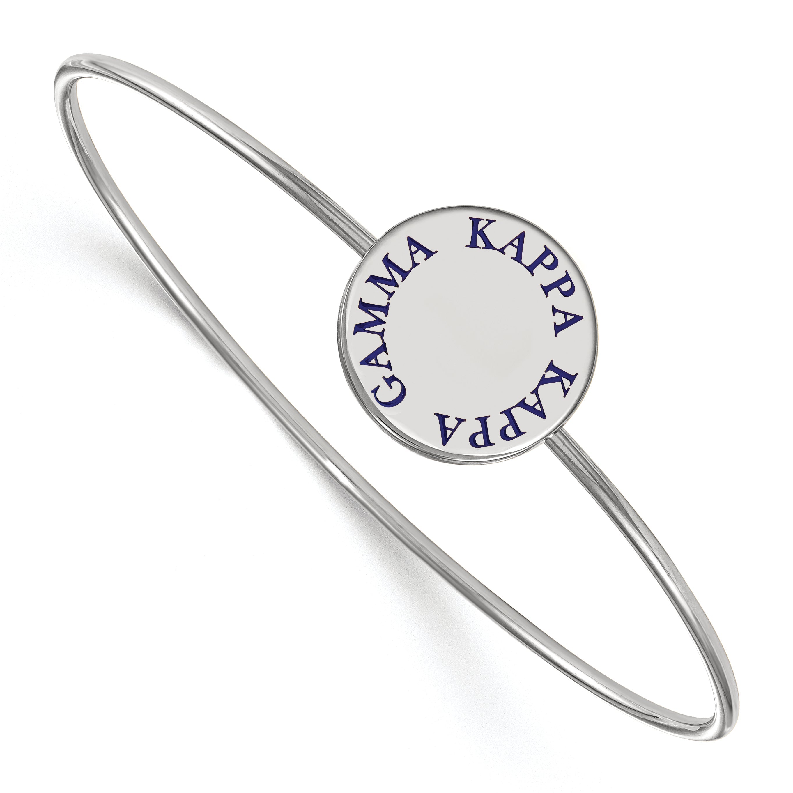 Sterling Silver S. Rh Plated Logoart Kappa Gamma Enameled Slip On Bangle