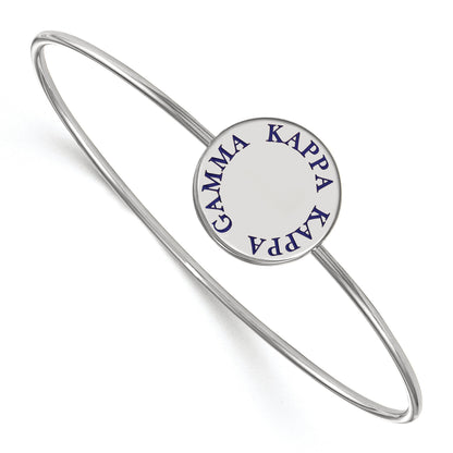 Sterling Silver S. Rh Plated Logoart Kappa Gamma Enameled Slip On Bangle