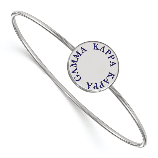 Sterling Silver S. Rh Plated Logoart Kappa Gamma Enameled Slip On Bangle