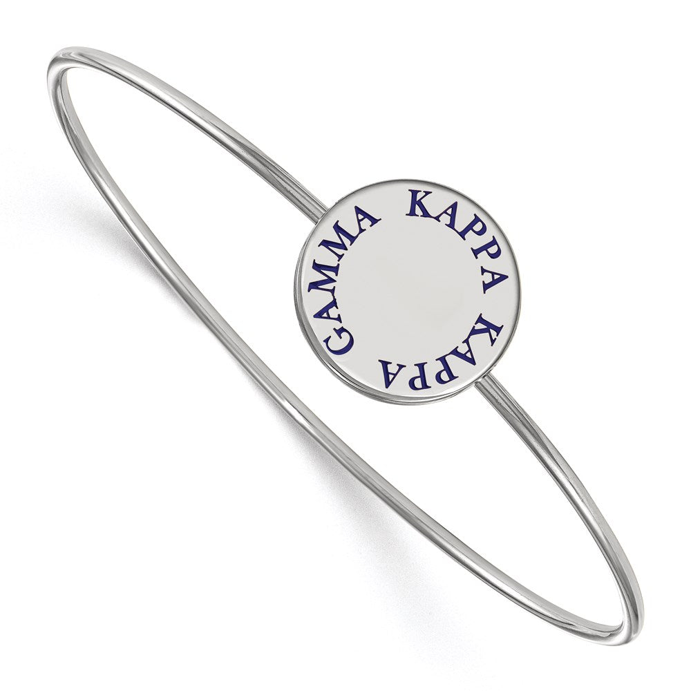 Sterling Silver S. Rh Plated Logoart Kappa Gamma Enameled Slip On Bangle
