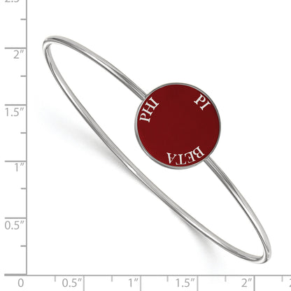 Sterling Silver Rh Plated Logoart Pi Beta Phi Enameled Slip On Bangle