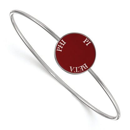 Sterling Silver Rh Plated Logoart Pi Beta Phi Enameled Slip On Bangle