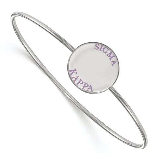 Sterling Silver Rh Plated Logoart Sigma Kappa Enameled Slip On Bangle