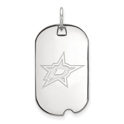 Sterling Silver Rhodium Plated Nhl Logoart Dallas Stars Small Dog Tag Pendant