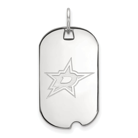 Sterling Silver Rhodium Plated Nhl Logoart Dallas Stars Small Dog Tag Pendant