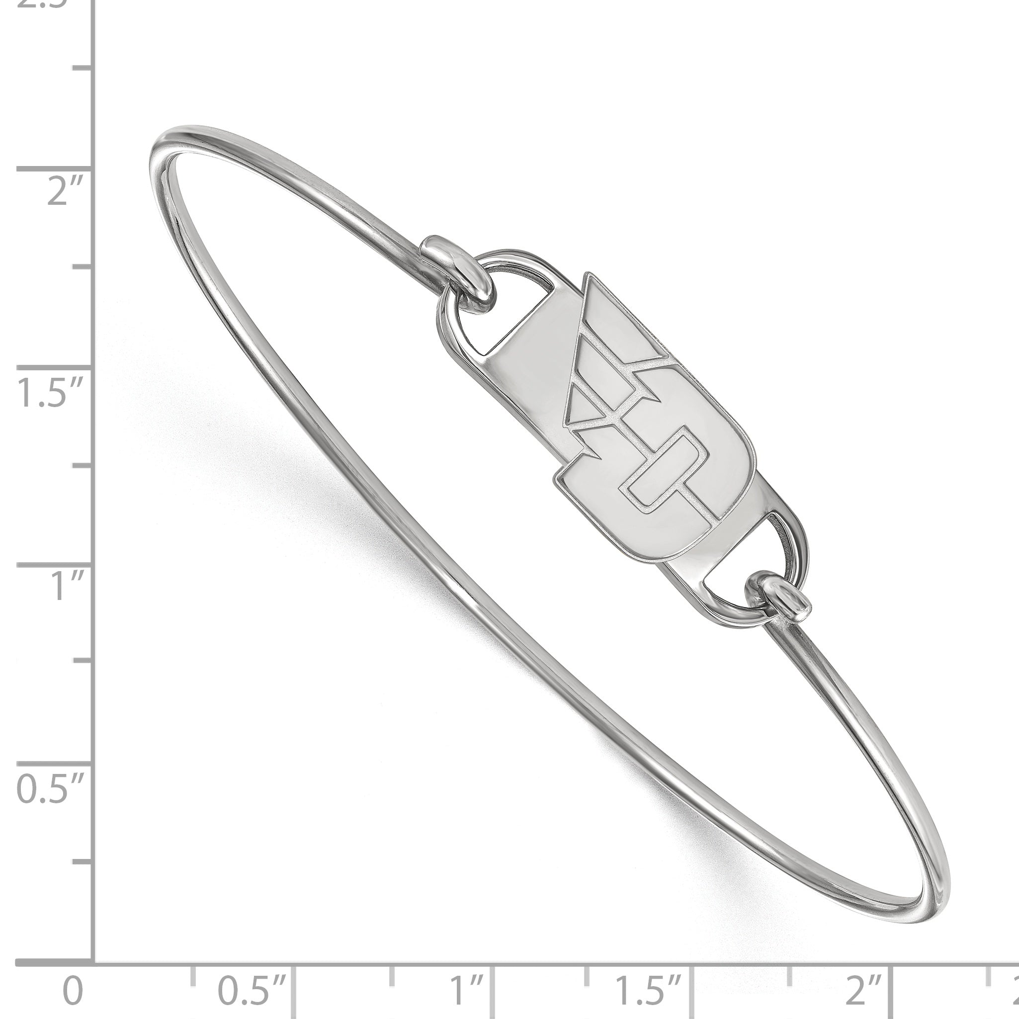 Sterling Silver Rhodium Plated Logoart University Of Dayton Small Center 7 Inch Wire Bangle