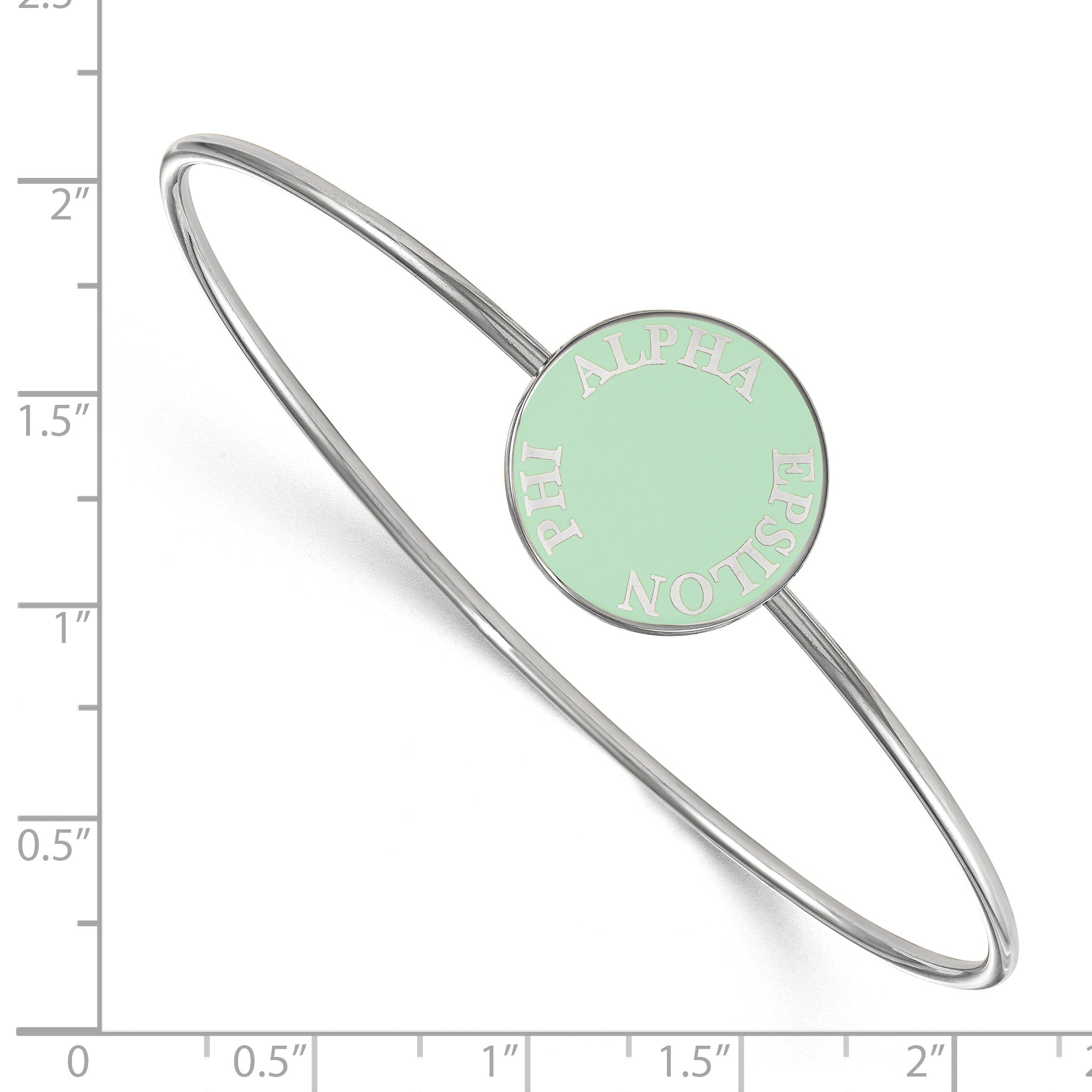 Sterling Silver S. Rh Plated Logoart Alpha Epsilon Phi Enameled Slip On Bangle