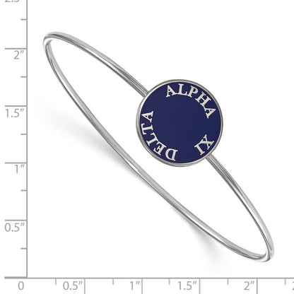 Sterling Silver Rh Plated Logoart Alpha Xi Delta Enameled Slip On Bangle