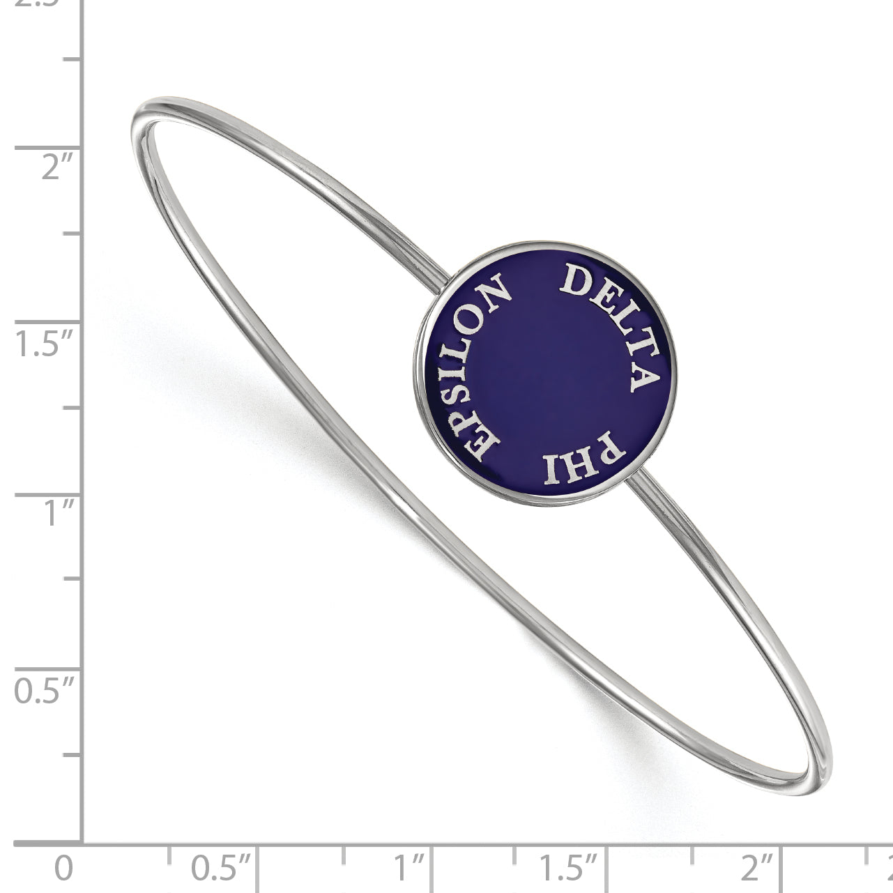 Sterling Silver S. Rh Plated Logoart Delta Phi Epsilon Enameled Slip On Bangle