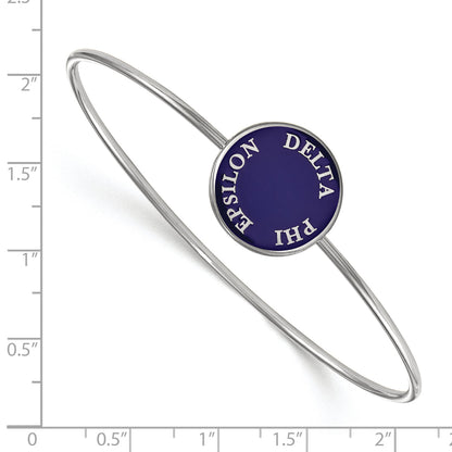Sterling Silver S. Rh Plated Logoart Delta Phi Epsilon Enameled Slip On Bangle