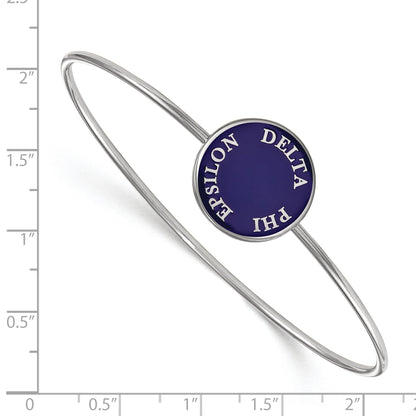 Sterling Silver S. Rh Plated Logoart Delta Phi Epsilon Enameled Slip On Bangle