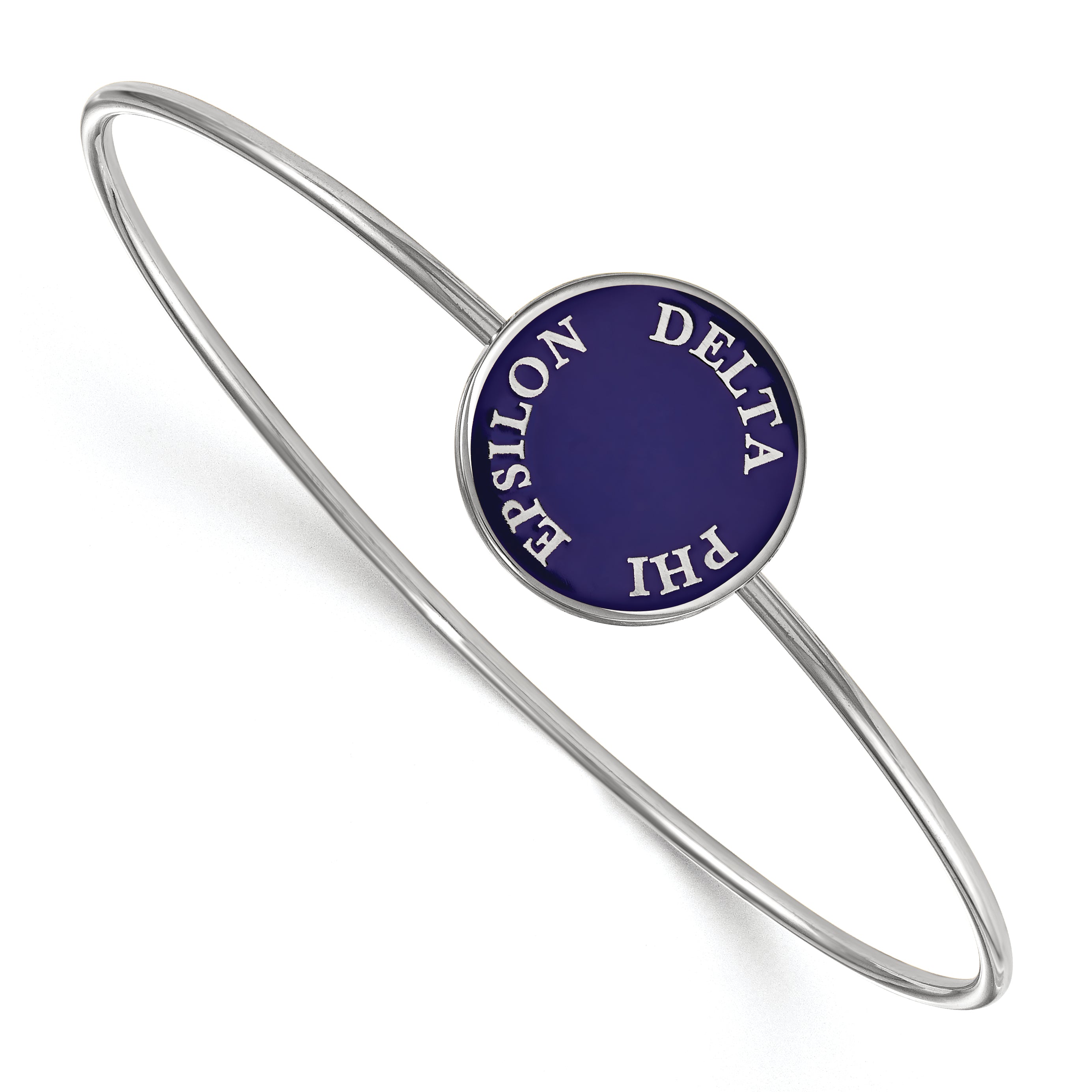 Sterling Silver S. Rh Plated Logoart Delta Phi Epsilon Enameled Slip On Bangle