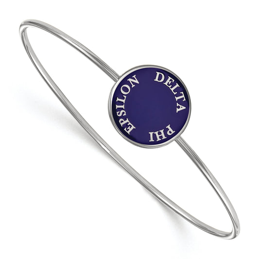 Sterling Silver S. Rh Plated Logoart Delta Phi Epsilon Enameled Slip On Bangle
