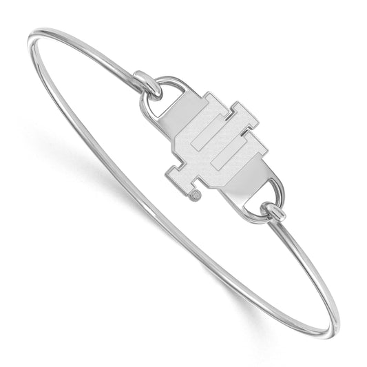 Sterling Silver Rhodium Plated Logoart Indiana University I U Small Center 7 Inch Wire Bangle