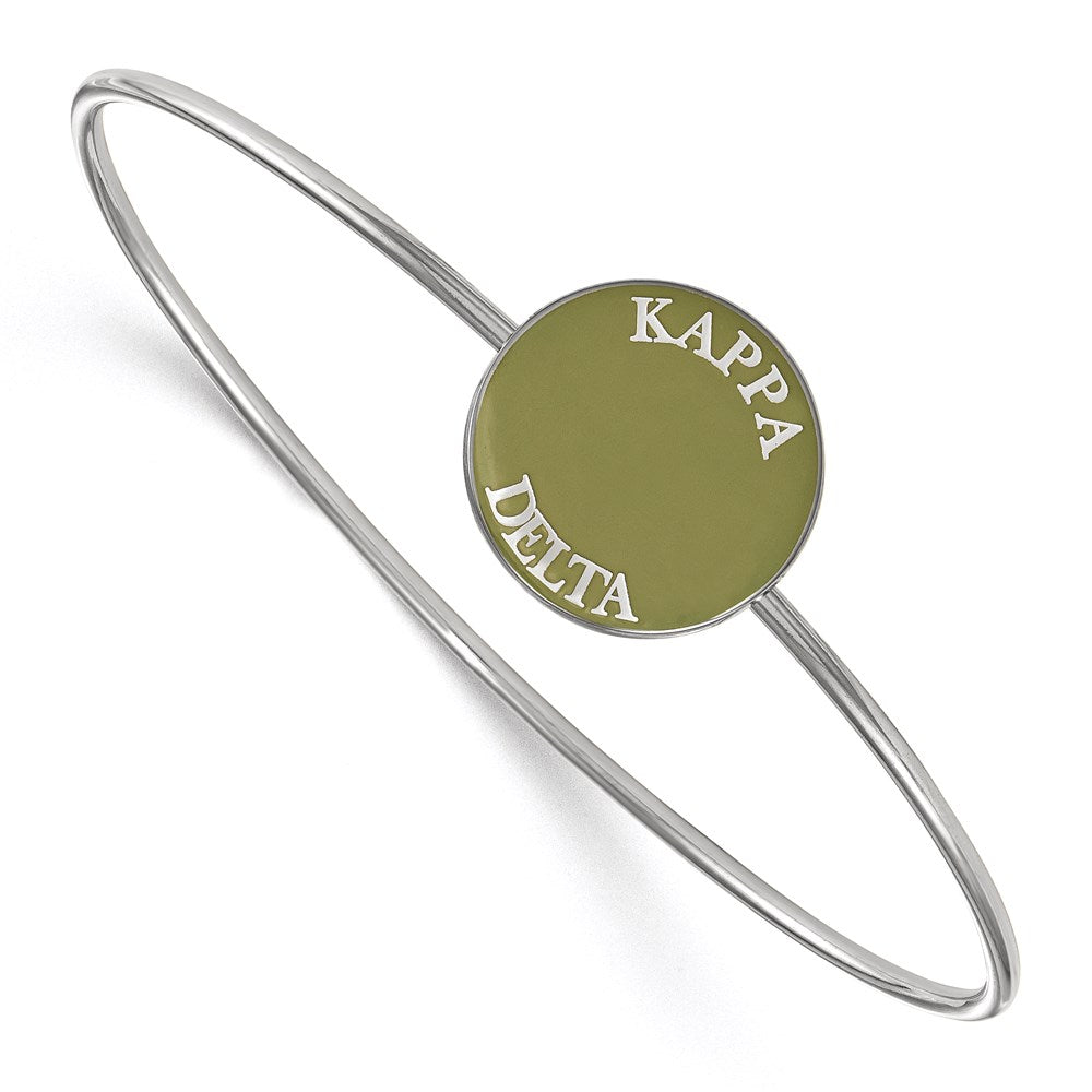 Sterling Silver Rh Plated Logoart Kappa Delta Enameled Slip On Bangle