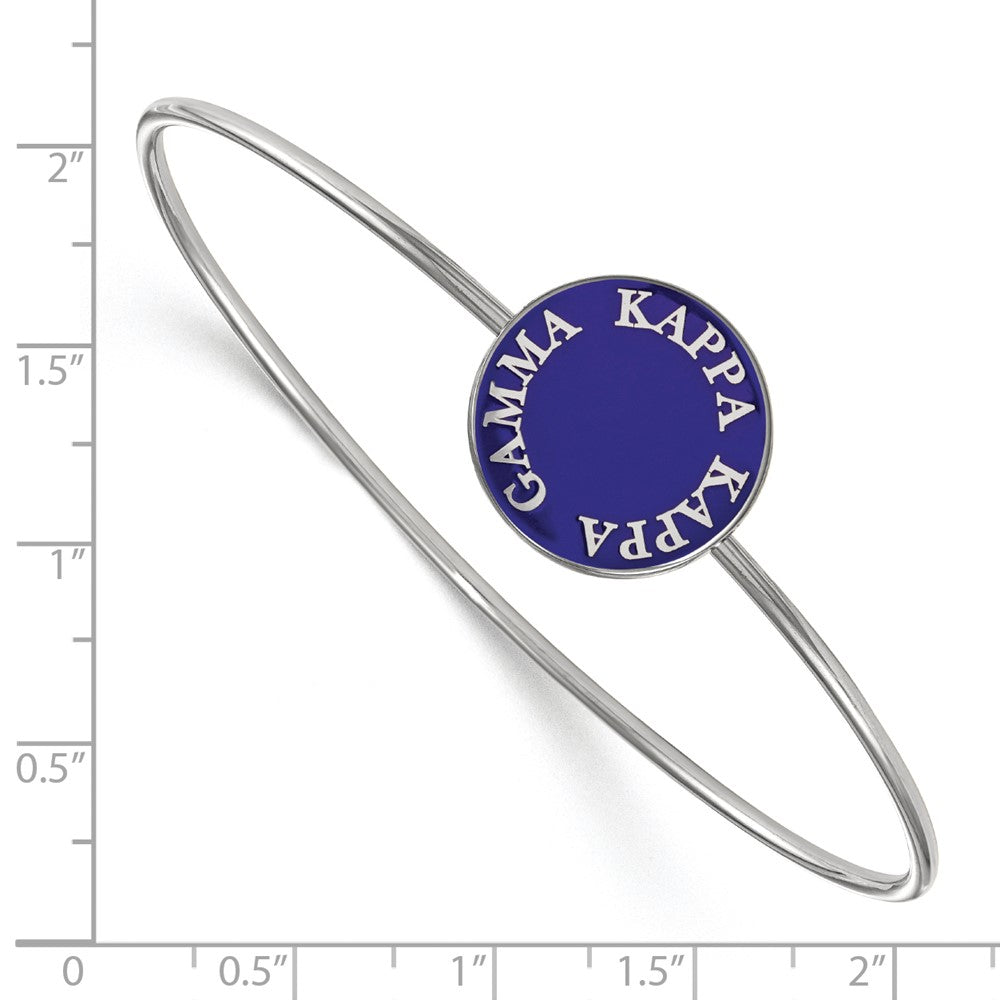 Sterling Silver S. Rh Plated Logoart Kappa Gamma Enameled Slip On Bangle