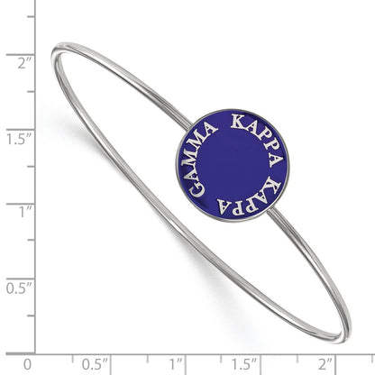Sterling Silver S. Rh Plated Logoart Kappa Gamma Enameled Slip On Bangle