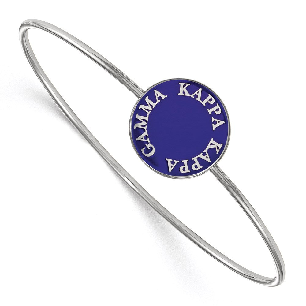 Sterling Silver S. Rh Plated Logoart Kappa Gamma Enameled Slip On Bangle