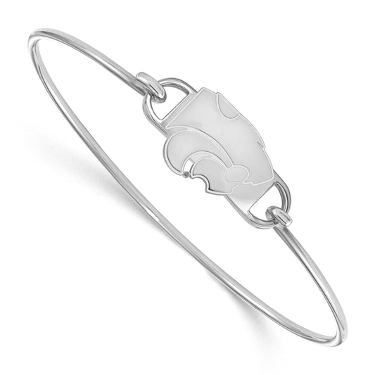 Sterling Silver Rhodium Plated Logoart Kansas State University Wildcat Small Center 7 Inch Wire Bangle