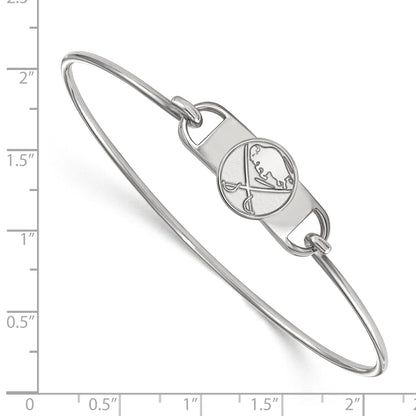 Sterling Silver Rhodium Plated Nhl Logoart Buffalo Sabres Small Center 7 Inch Wire Bangle