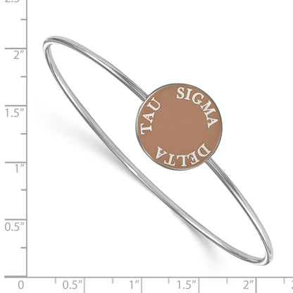 Sterling Silver Rh Plated Logoart Sigma Delta Tau Enameled Slip On Bangle