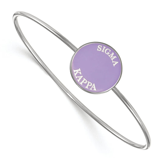 Sterling Silver Rh Plated Logoart Sigma Kappa Enameled Slip On Bangle